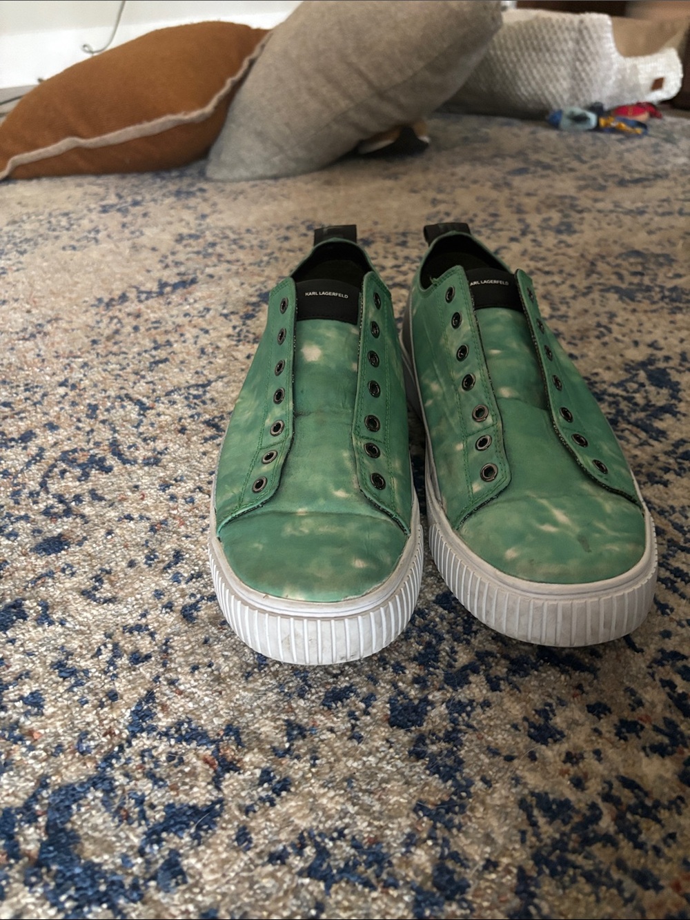 Karl Lagerfeld Green Tie-Dye Slip-On Sneakers